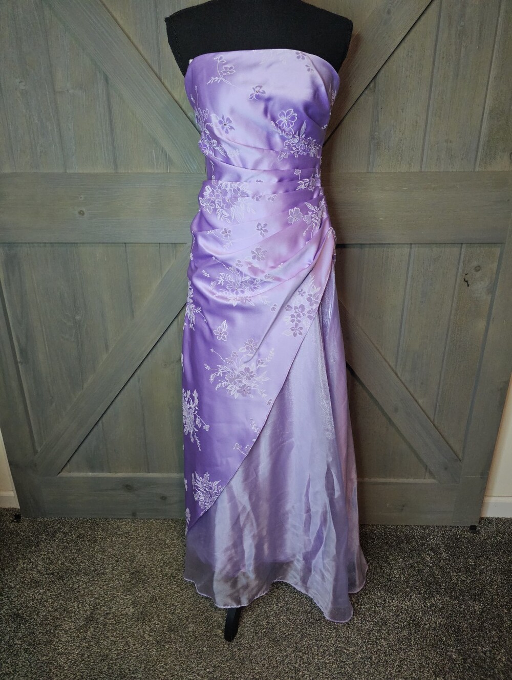 Vintage Rampage Purple Floral Embellished Strapless Maxi Dress sz 5
